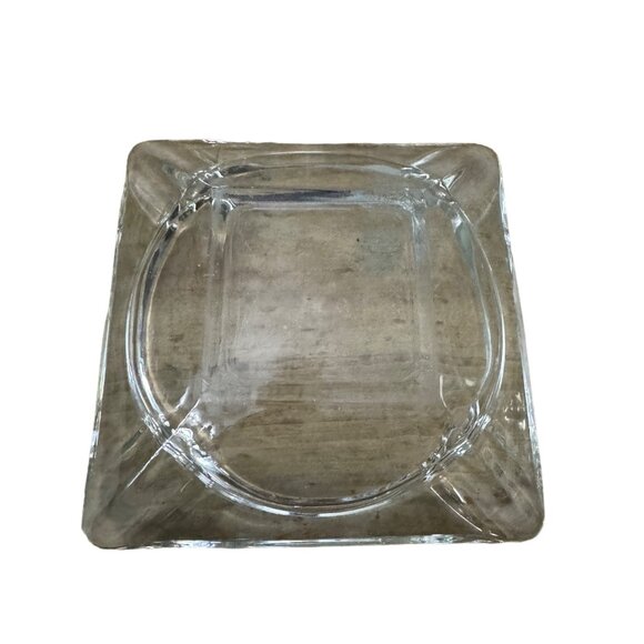 Vintage Clear Glass Ashtray Cigarette Cigar 6"X6" Square Large - Picture 3 of 5